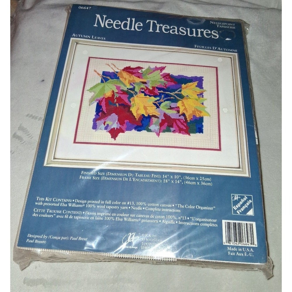 Vintage Needle Treasures Autumn Leaves Needlepoint Kit #06647 Paul Brent Sealed